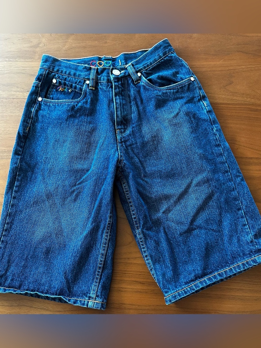 Coogi vintage y2k denim shorts rainbow stitching